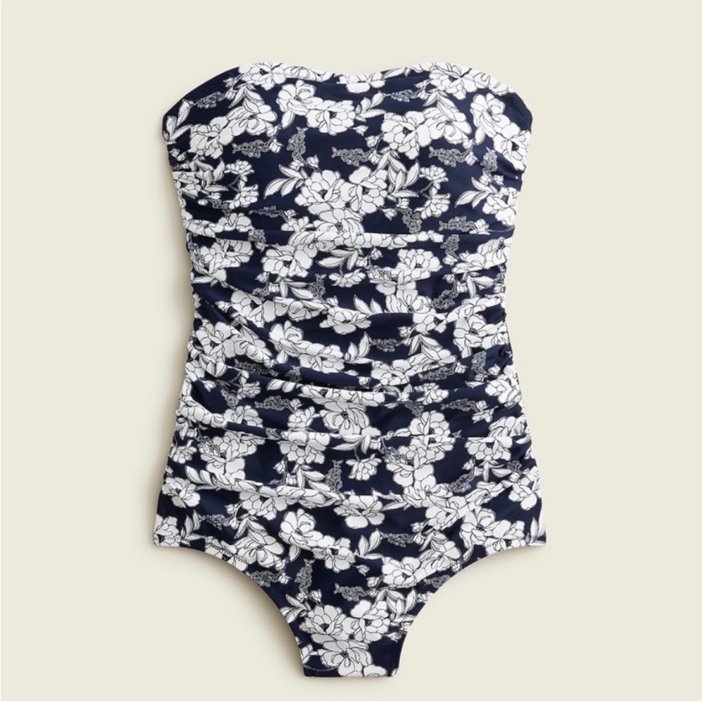 NWT J.crew Navy White Floral One Piece